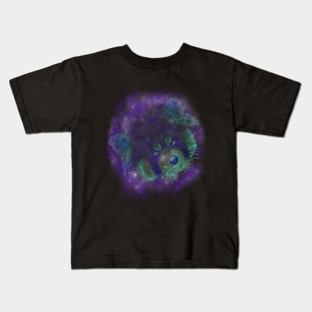 Red Panda Galaxy Kids T-Shirt by ProfessorParsec